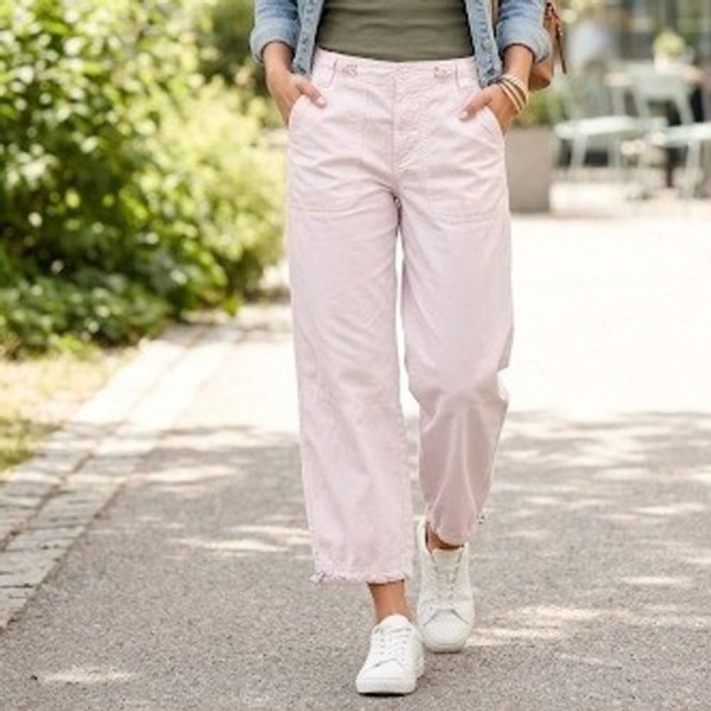 Street One Marvin Pink Wide Leg Utility Pants EU 35 US 3/4 Toggl Waist Cuffs